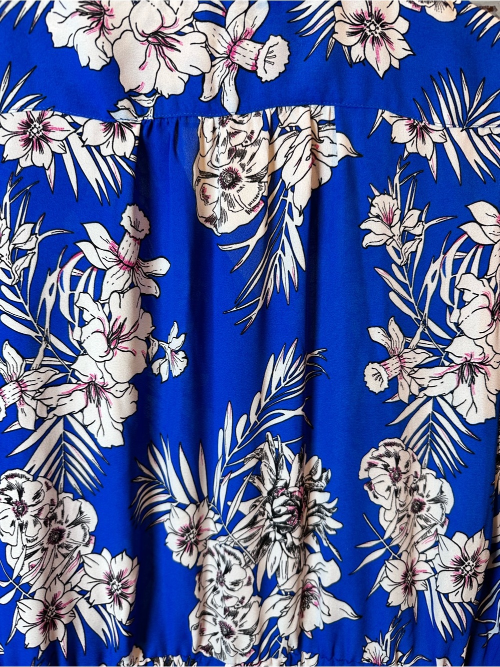 Fleur Bleue Floral Shirred Waist Blue Women's Romper - Picture 9 of 9